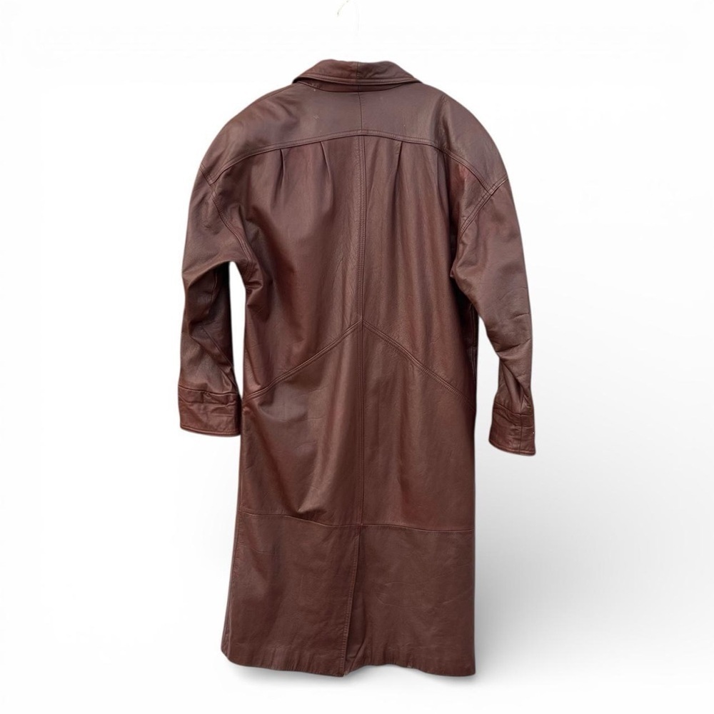 80s leather trench coat - Picture 6 of 8